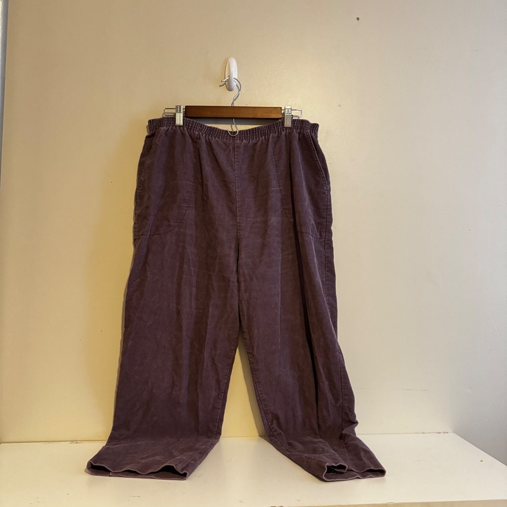 VTG Cricket Lane Women's Sz 14 Purple Corduroy Pants Elastic Waist Fall